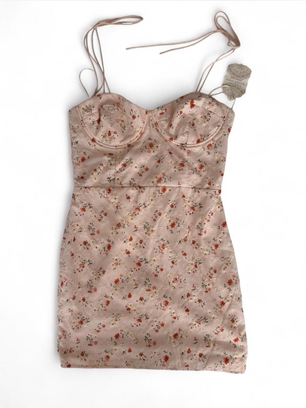 Altar'd State Blush Pink Floral Satin Mini Dress